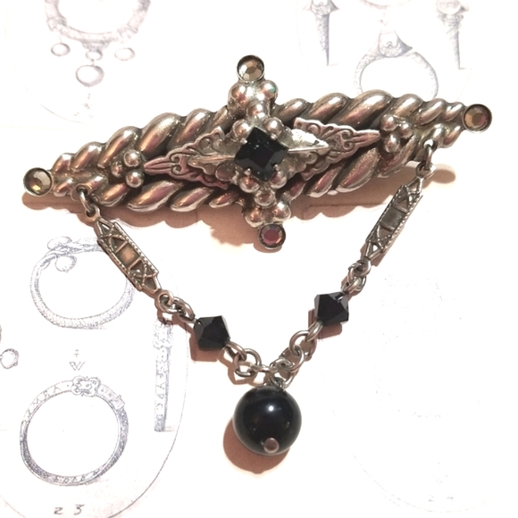 SORRELLI Vintage Mourning Revival Brooch - Picture 7 of 7